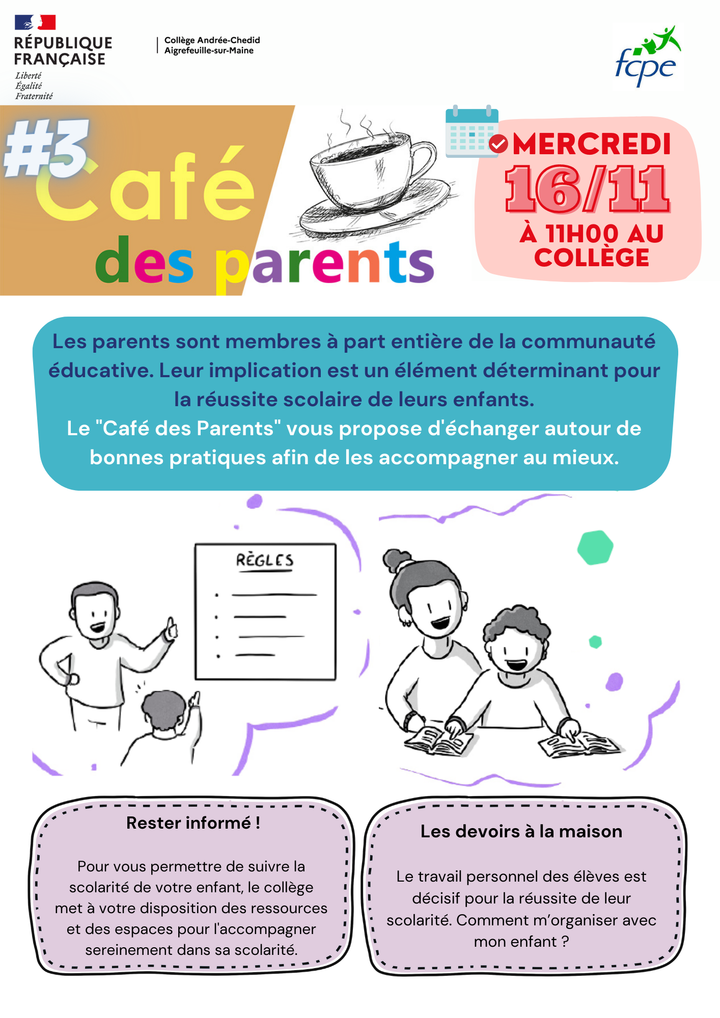 Café des parents : accompagner mon enfant dans sa scolarité