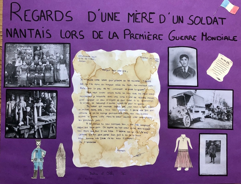 Réalisation par les élèves de 3C d’une exposition sur la Première Guerre Mondiale